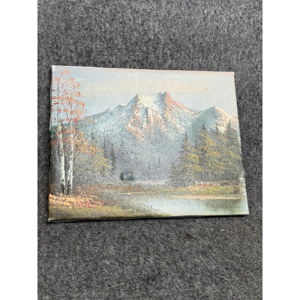 K Bowman Original Oil Painting Mountain Landscape Signed Canvas 8x10 Nature Art